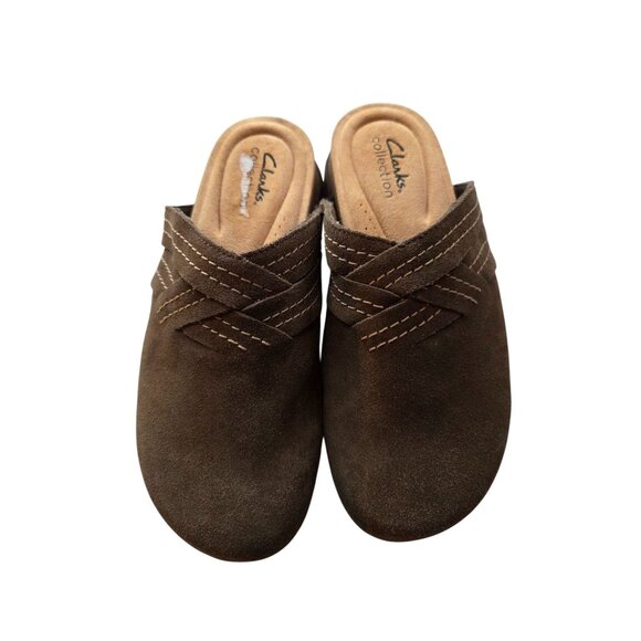 Clarks Brynn Glide Womens Slip-On Mules Size US 6 Medium Dark Olive Suede Leathe - Picture 2 of 6